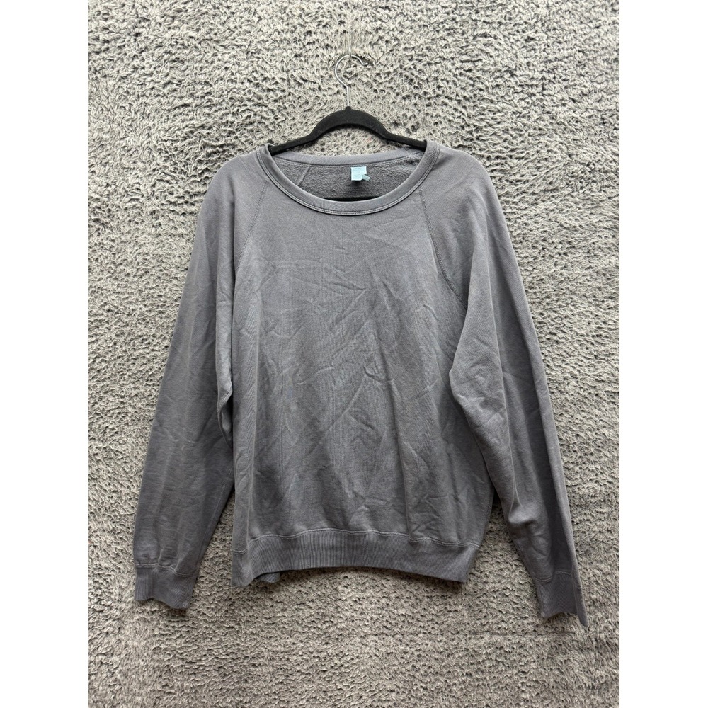 Save Khaki United SKU Poplin Fleece Crewneck Pullover Sweater Gray Mens Size XL